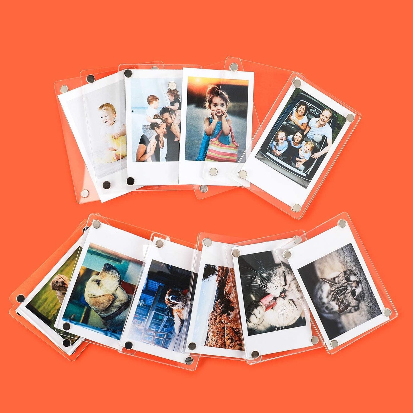 ONE WALL 10 Pack Acrylic Fridge Magnetic Frame, 2.36x3.54 Polaroid Frame | Double Sided Transparent Photo Refrigerator Magnet Picture Frame for Fujifilm Instax Mini