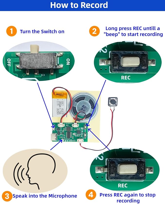 2pcs DIY Audio Recorder and Player kit, Record standalone or Download Music via - Image 4