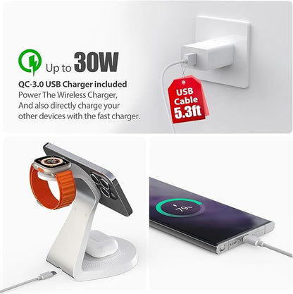 3 in 1 Charging Station for Apple Devices, Mag-Safe Charger Stand Fast Charging - Image 4
