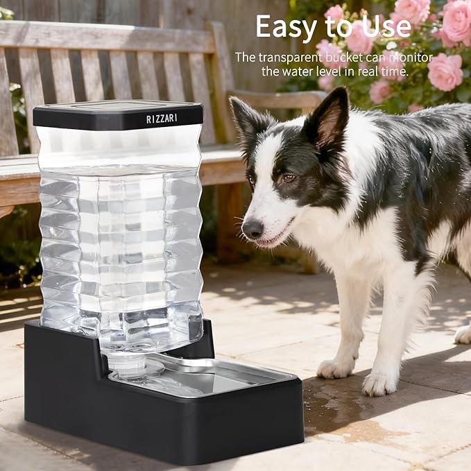 RIZZARI Stainless Steel Pet Water Dispenser: 10L Large Gravity Waterer - Image 5