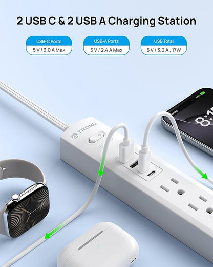 TROND 360° Rotating Plug Surge Protector Power Strip, 2 USB C and 2 USB A - Image 3