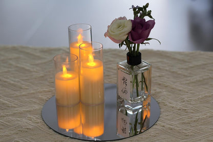 12 Pcs 10 Inch Mirror Centerpieces Charger Plates Decorative Trays Thickness 1.5 mm (Silver)