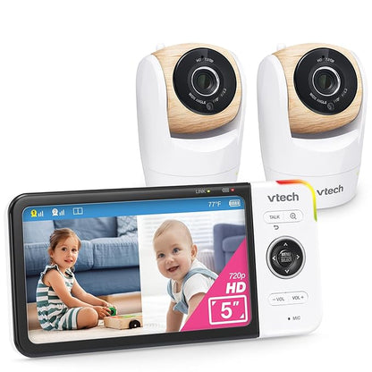 VTech VM928-2HD 5” 720p HD Display 2 Cameras Baby Monitor, 110 Wide Angle View by VTechBabyMonitors