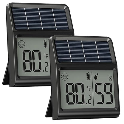 Digital Indoor Thermometer & Hygrometer, Light Powered Solar Indoor Temperature by BaldrInc