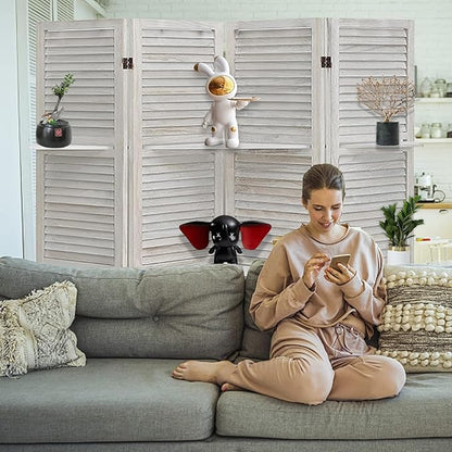 4 Panel Room Divider with Shelves, Room Dividers and Folding Privacy Screens - Image 7