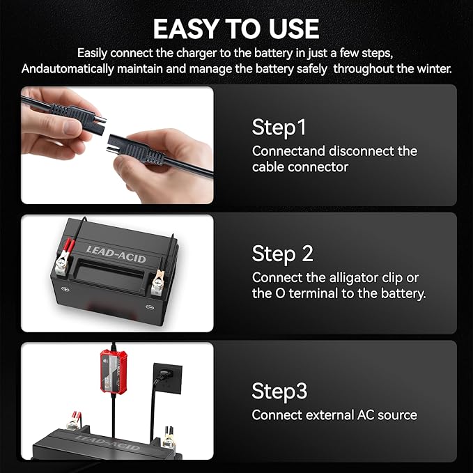 1000mA Car Battery Charger, FOVAL 12V Fully Automotive Battery Charger - Image 7