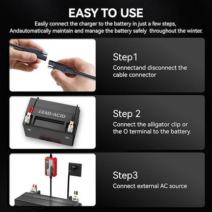 1000mA Car Battery Charger, FOVAL 12V Fully Automotive Battery Charger - Image 7