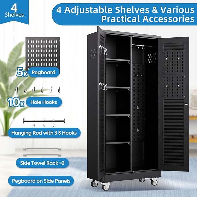 Mop and Broom Closet Storage Cabinet - Image 7