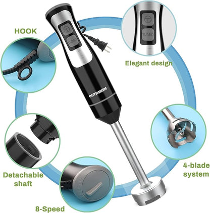 Immersion Blender Handheld, OUTRONSM Hand Blender - Image 2