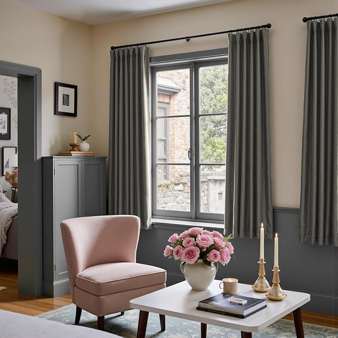 Lazzzy Velvet Blackout Curtains Thermal Insulated Room Window Drapes Super Soft - Image 7