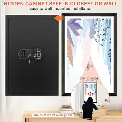 Safe Box with Fireproof Waterproof Bag, Home Safe with Keys & Pass Code & Wall - Image 7