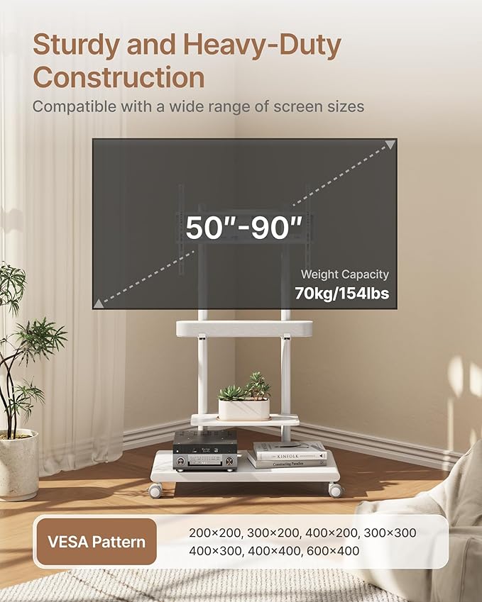 ECOTINY Steel Base Rolling TV Stand - Image 4