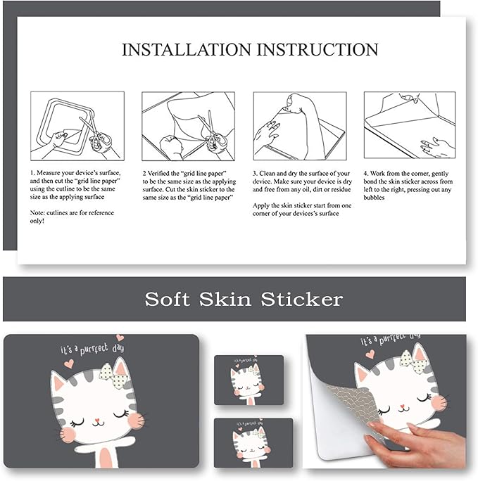 Laptop Skin Sticker Decal, Decorative Waterproof Removable, Cute Cat - Image 5