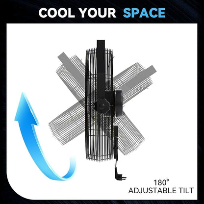 2600 CFM 14 inch Outdoor High Velocity Wall Mounted Fan, 3-Speed Metal Fans - Image 6