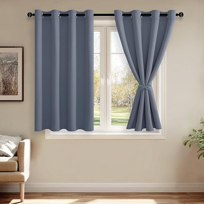 JIUZHEN Dusty Blue Blackout Curtains by JIUZHEN