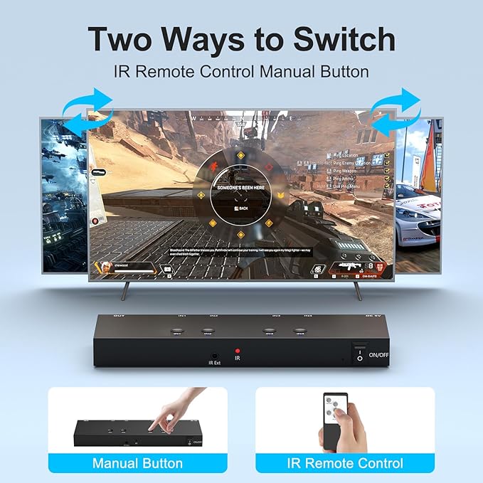 Y.D.F 4 Way HDMI Switch 4k@60Hz HDMI Switcher 4 in 1 Out HDCP 2.0 Manual HDMI - Image 4