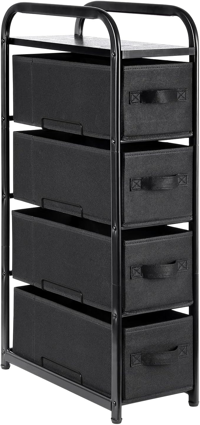 MAX Houser 4 Drawer Narrow Dresser Fabric Storage Tower Vertical Slim Storage by MAXHouser