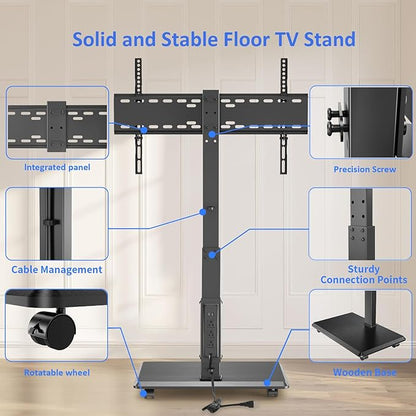 Afaloona Rolling TV Stand with Power Outlet, Mobile TV Stand - Image 6