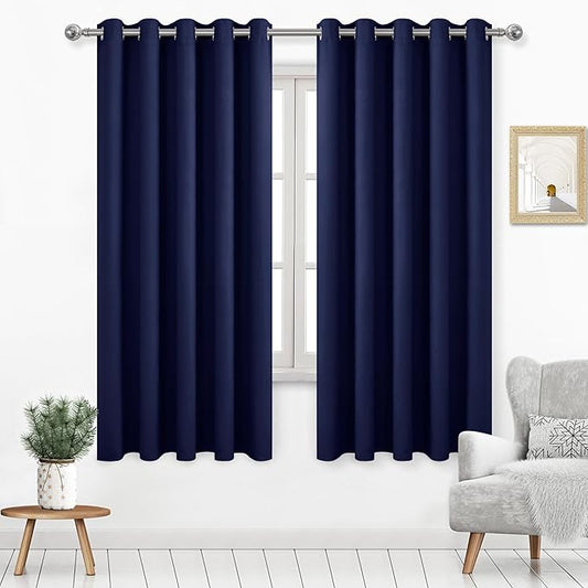 DWCN 60W Inch Blackout Curtains, Thermal Navy Curtains Light Blocking Drapes by DWCN