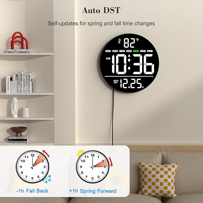 WallarGe Large Digital Wall Clock - Image 4
