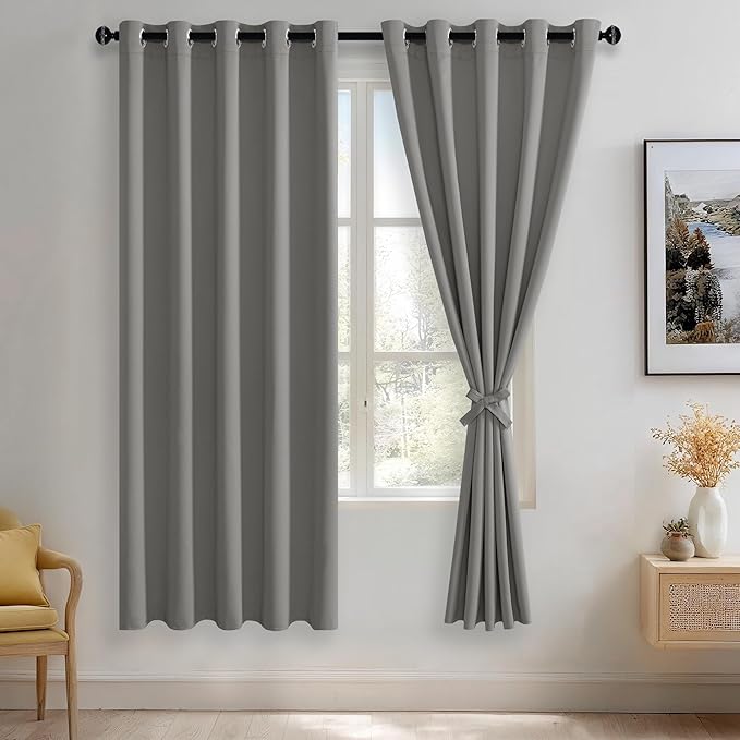 JIUZHEN Light Grey Blackout Curtains by JIUZHEN