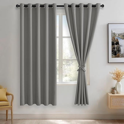 JIUZHEN Light Grey Blackout Curtains by JIUZHEN