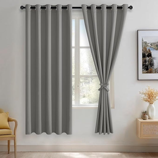 JIUZHEN Light Grey Blackout Curtains by JIUZHEN