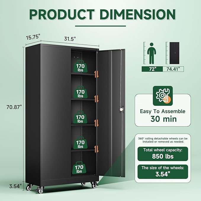 Letaya Metal Garage Storage Cabinets - Image 3