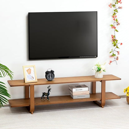 HollyHOME Bamboo TV Stand with Storage by HollyHOME