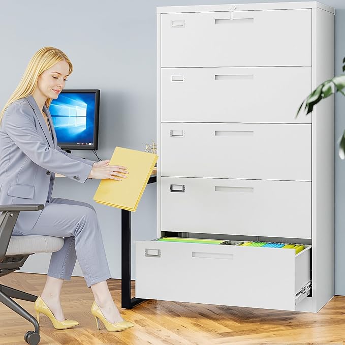 5 Drawer File Cabinets for Home Office, Metal Filing Cabinet - Image 2