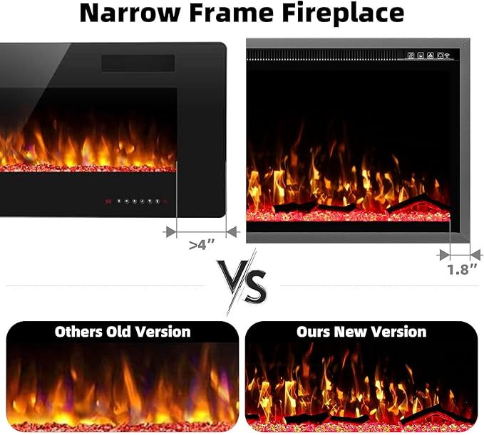 60'' Luxury Electric Fireplace – Wall Mounted & Recessed, Ultra-Slim Design - Image 5