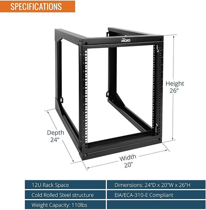 Tecmojo 12U Wall Mount Server Rack, Open Frame Network Rack - Image 2