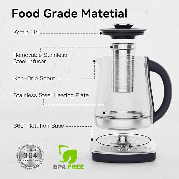 Electric Kettle With Infuser, 1.5L Electric Tea Kettle With Temperature Control - Image 3