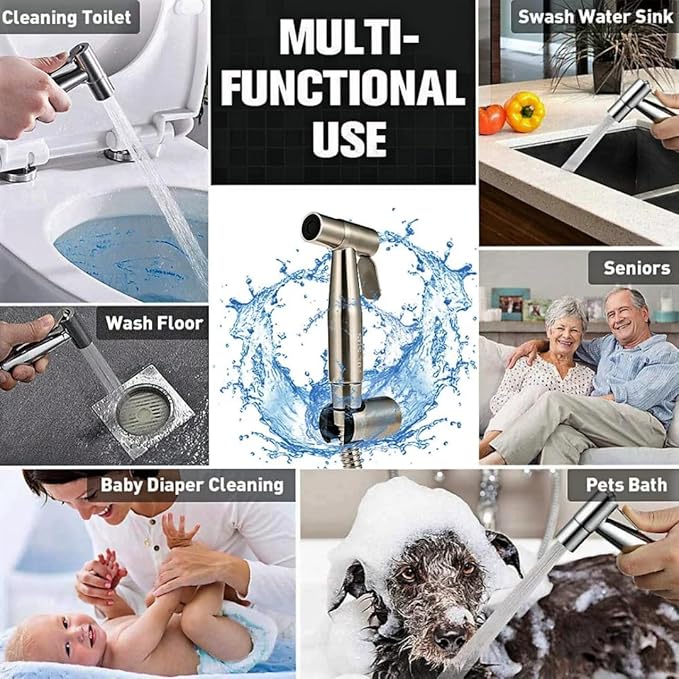 Modern Stainless Steel Handheld Bidet Sprayer Set - Image 4