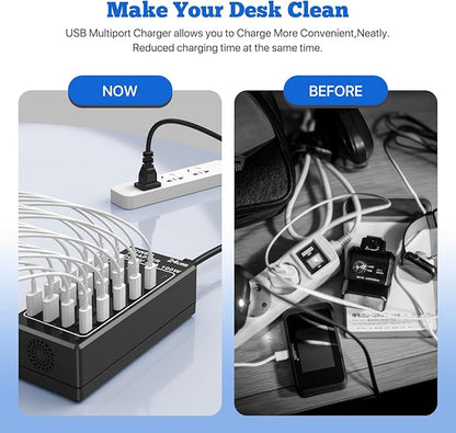 USB Charger Station, C Charging Block, 100W 24 Port Multiple USBCharger Desktop - Image 7