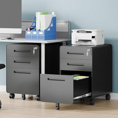 3 Drawer File Cabinet, Fully Assembled Mobile File Cabinets - Image 2