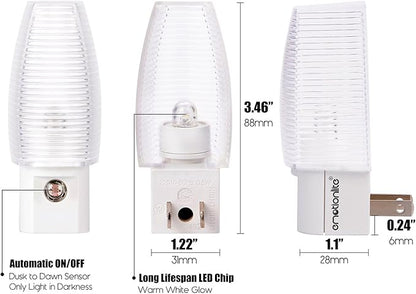 Emotionlite 8 Pack Plug in Night Light, Warm White LED Nightlight, Dusk to Dawn - Image 3