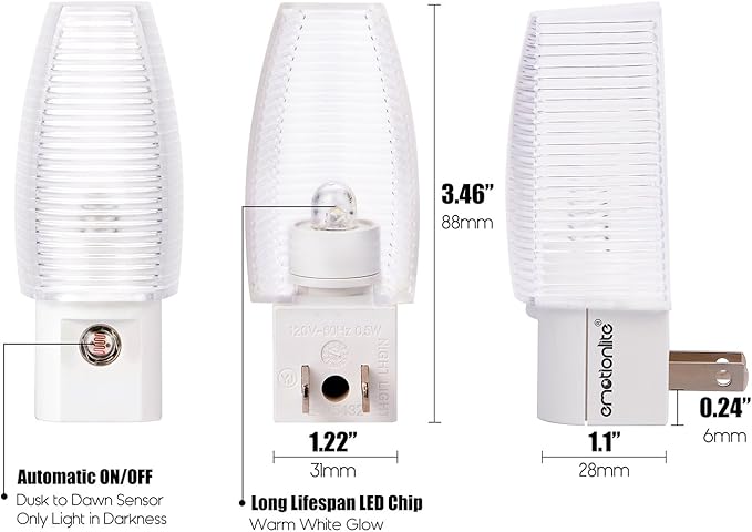 Emotionlite Plug in Night Light, Warm White LED Nightlight, Dusk to Dawn Sensor - Image 7