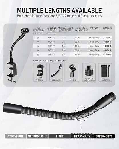 13-INCHS Flexible Gooseneck Microphone Stand - Image 2