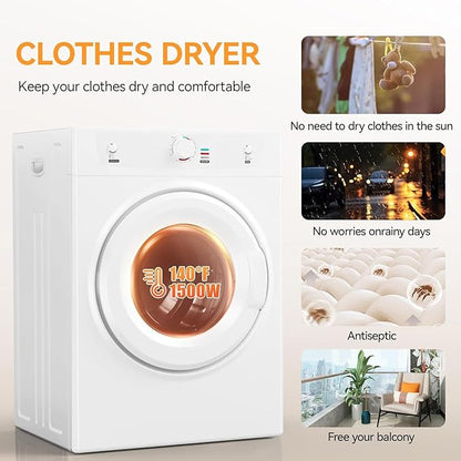 3.5 Cu.Ft. Clothes Dryer, 1500W Portable Dryer, 26.4 LBS Drying Machine - Image 4