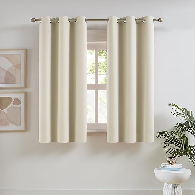 DUALIFE Light Beige Blackout Curtains 2 Panels Sets by DUALIFE