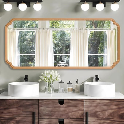 Natural Wood Framed Bathroom Mirror - Image 8