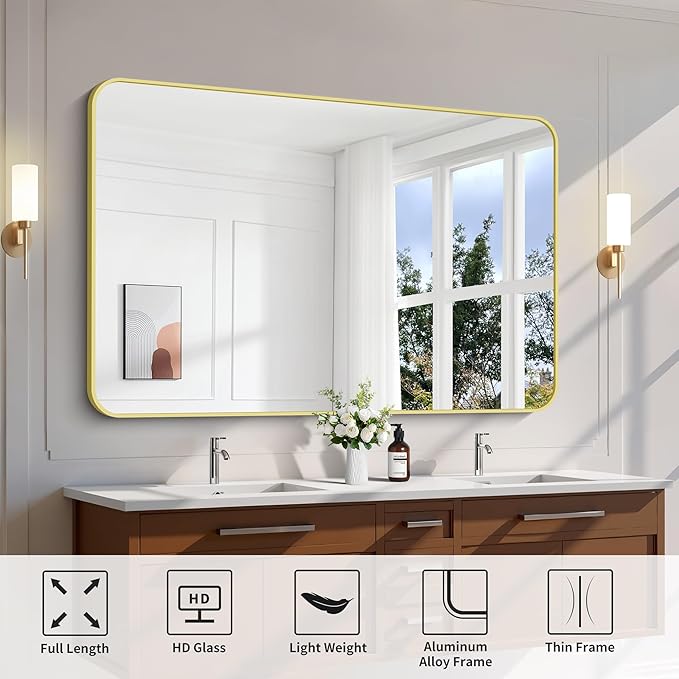 FORBATH 55x36 Inch Gold Bathroom Mirror - Image 7