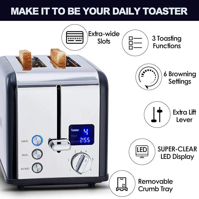 CUSIMAX 2 Slice Stainless Steel Toaster - Image 2