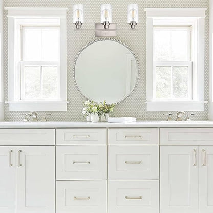 WINSHEN Bathroom Light Fixtures 3-Lights Seeded Glass in Brushed Nickel Finish - Image 3