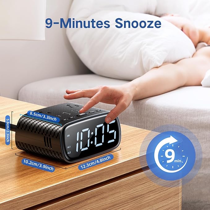 XBA Digital Alarm Clock with 20W USB C Ports, Dual Alarm Clock Power Strip with - Image 5