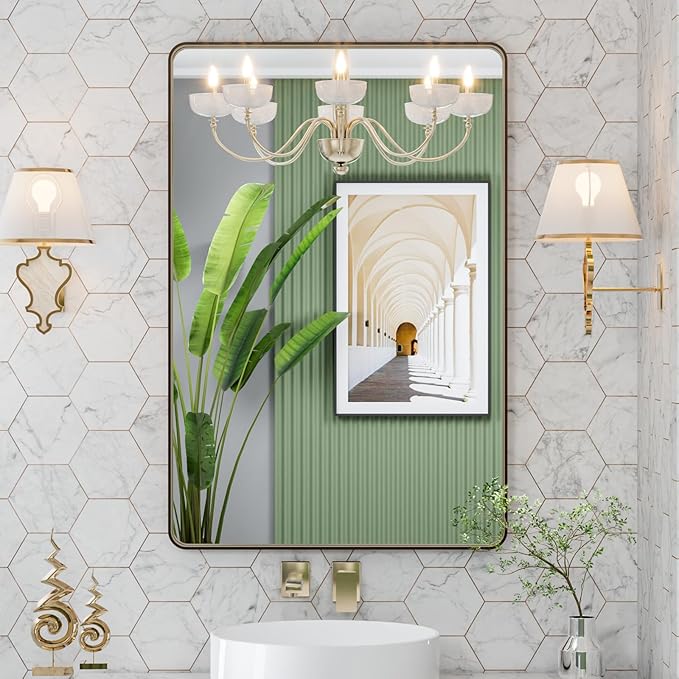 LOAAO 24”X32” Bronze Bathroom Mirrors - Image 8