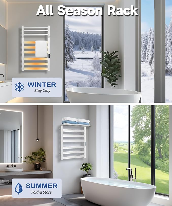 WiFi Heated Towel Rack Wall Mounted, Electric Towel Warmer - Image 5