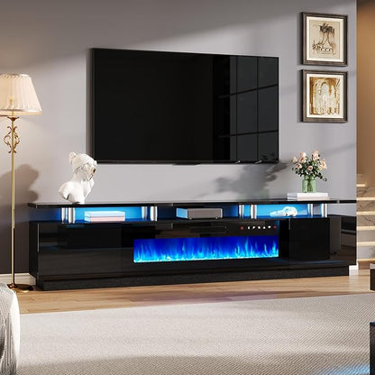AMERLIFE 90" High Gloss 2 Tier TV Stand by AMERLIFE