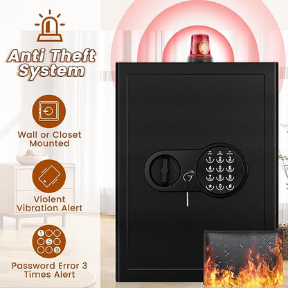 Safe Box with Fireproof Waterproof Bag, Home Safe with Keys & Pass Code & Wall - Image 4
